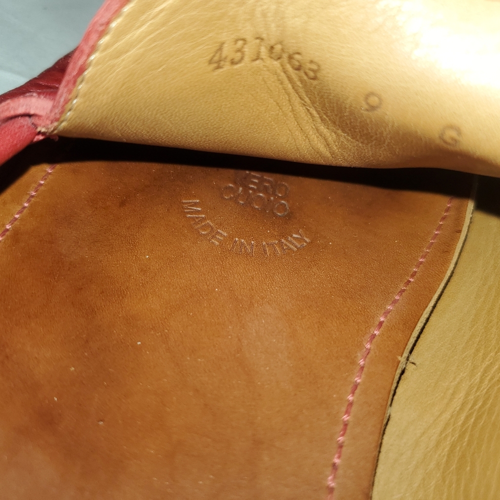 Gucci Men's Size 9 Red Leather Penny Loafers - Picture 9 of 11